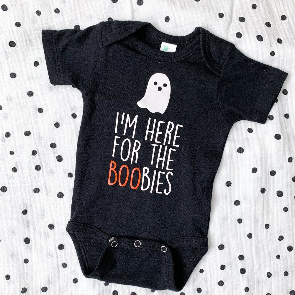 Unisex "I'm here for the boobies" Halloween Onesie